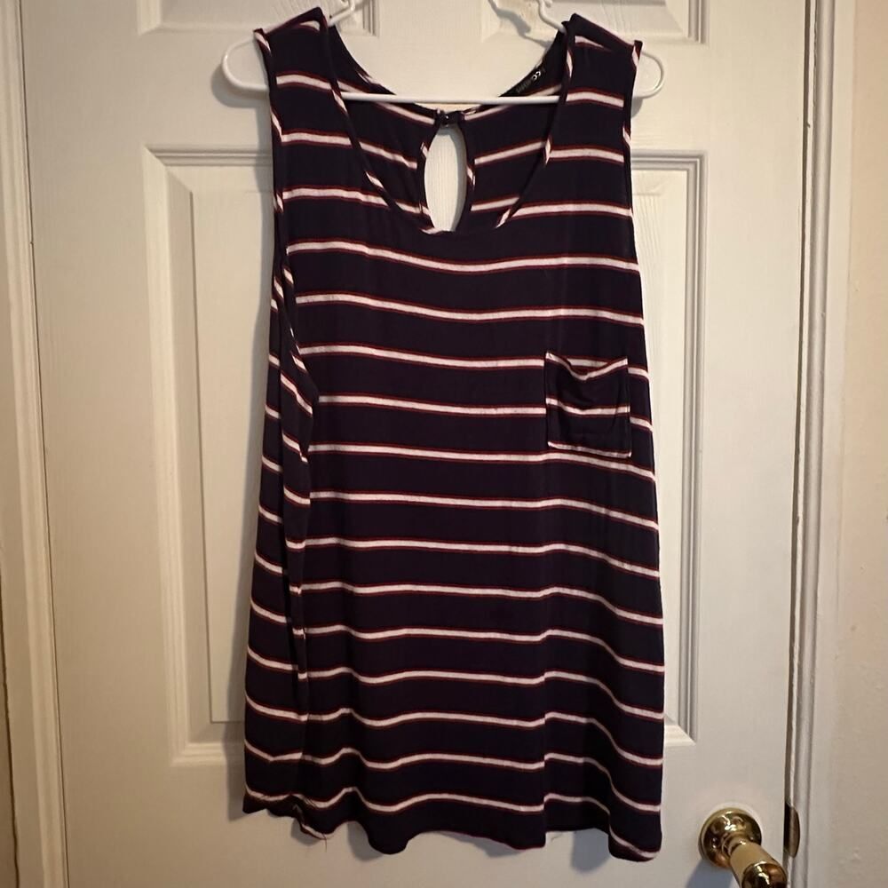 Papermoon Navy Blue striped Tank Top Plus Size 3X EUC